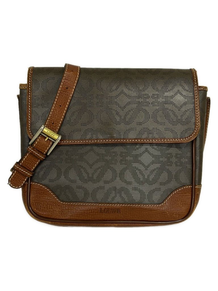 Loewe Shoulder Bag Dark Brown Amazona Embossed Leather